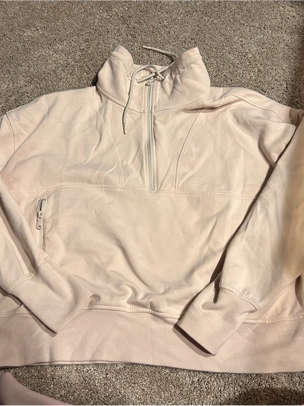 Women’s Half-Zip Pullover Sweatshirt in Light Beige